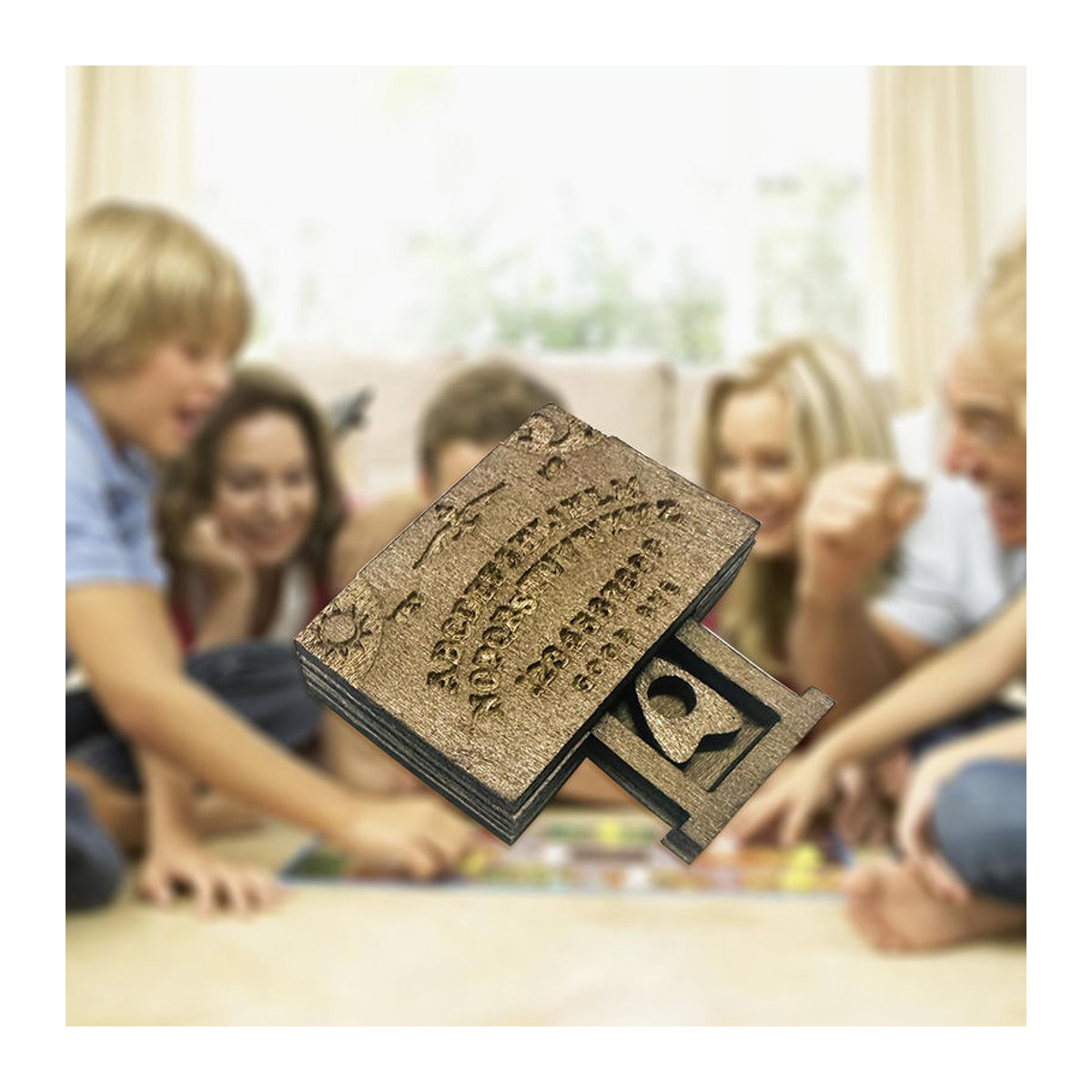Handgefertigtes Mini Ouija-Brett aus Holz mit Schublade im Vintage-Design, braun, dekorativ für Halloween und Weihnachten - Bild 5