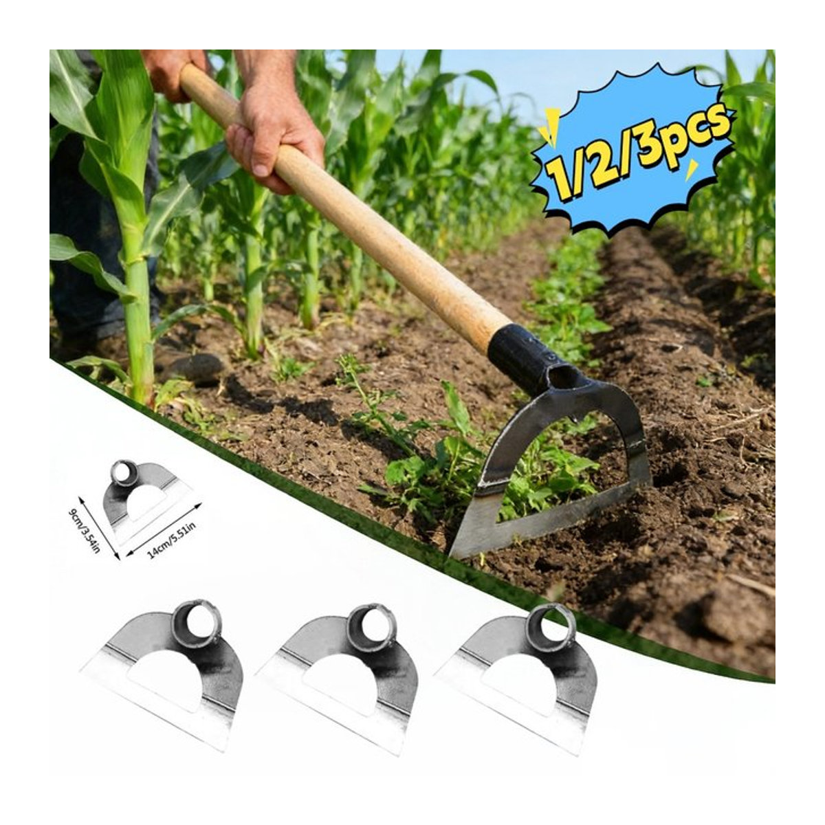 Handgehaltene Hohlhacke aus verdicktem Stahl zur Unkrautbeseitigung und Bodenlockerung im Garten - Bild 1