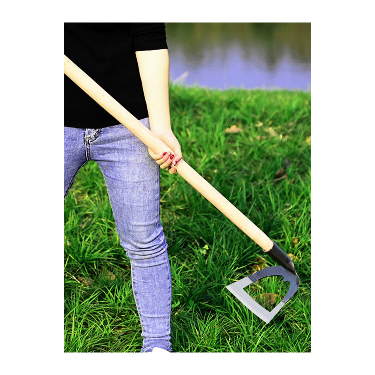 Handgehaltene Hohlhacke aus verdicktem Stahl zur Unkrautbeseitigung und Bodenlockerung im Garten - Bild 7