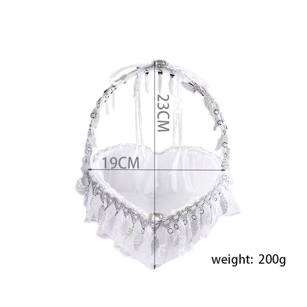 Handgemachter Hochzeitskorb für Blumenstreuer in Weiß mit floralem Design - Bild 3