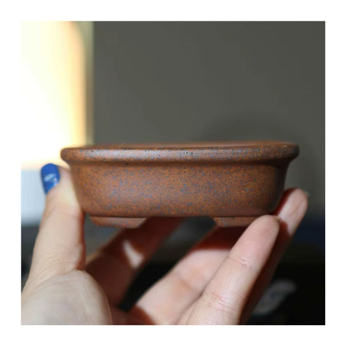 Handgemachter quadratischer Bonsai Blumentopf aus Keramik von realikeasy in Lila und Braun zur Dekoration von Sukkulenten und Topfpflanzen - Bild 1