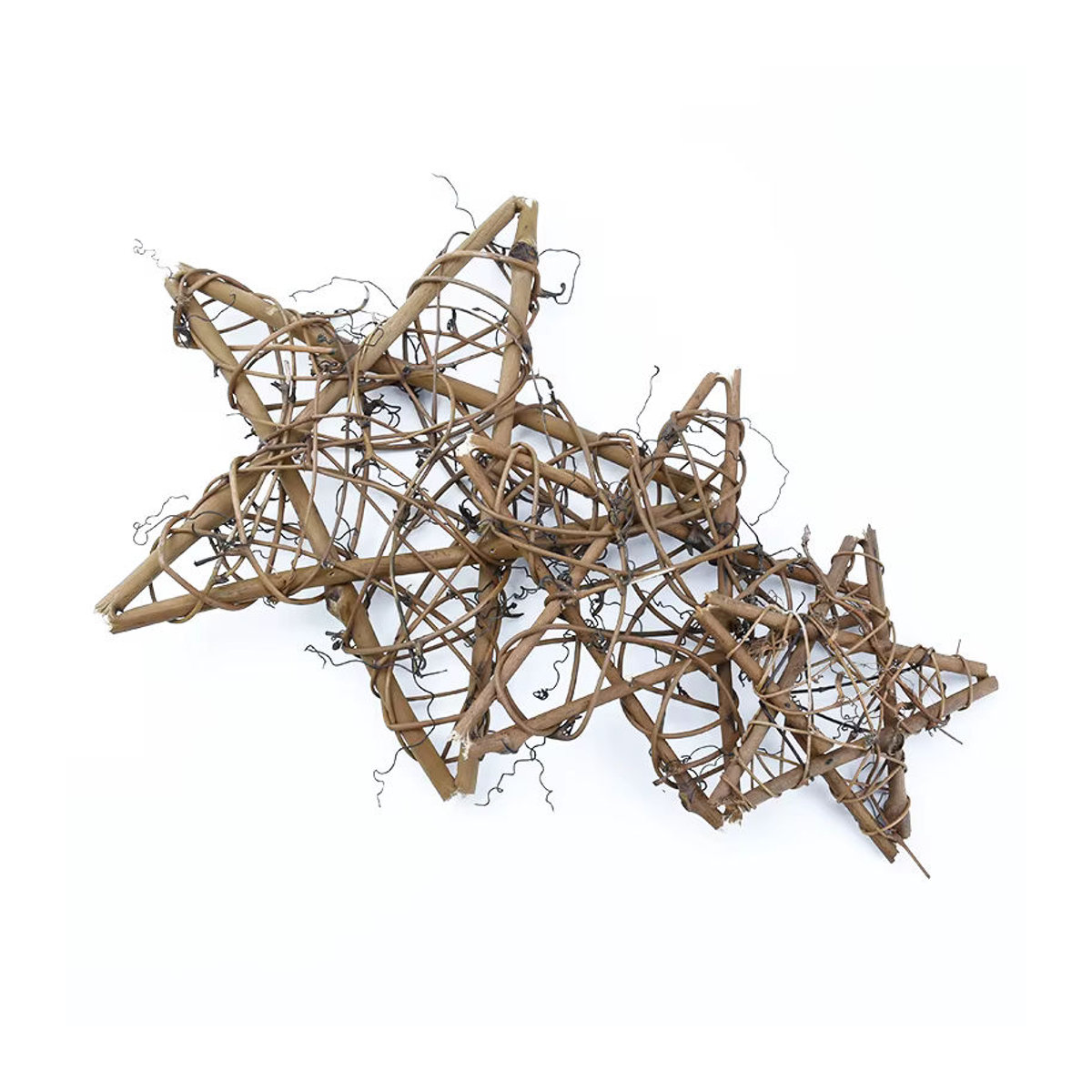 Handgemachter Rattan-Stern als hängender Kranz mit künstlichen Blumen in Braun für Weihnachtsdekoration und Hochzeiten, Durchmesser: 10 cm, 15 cm oder 20 cm - Bild 3