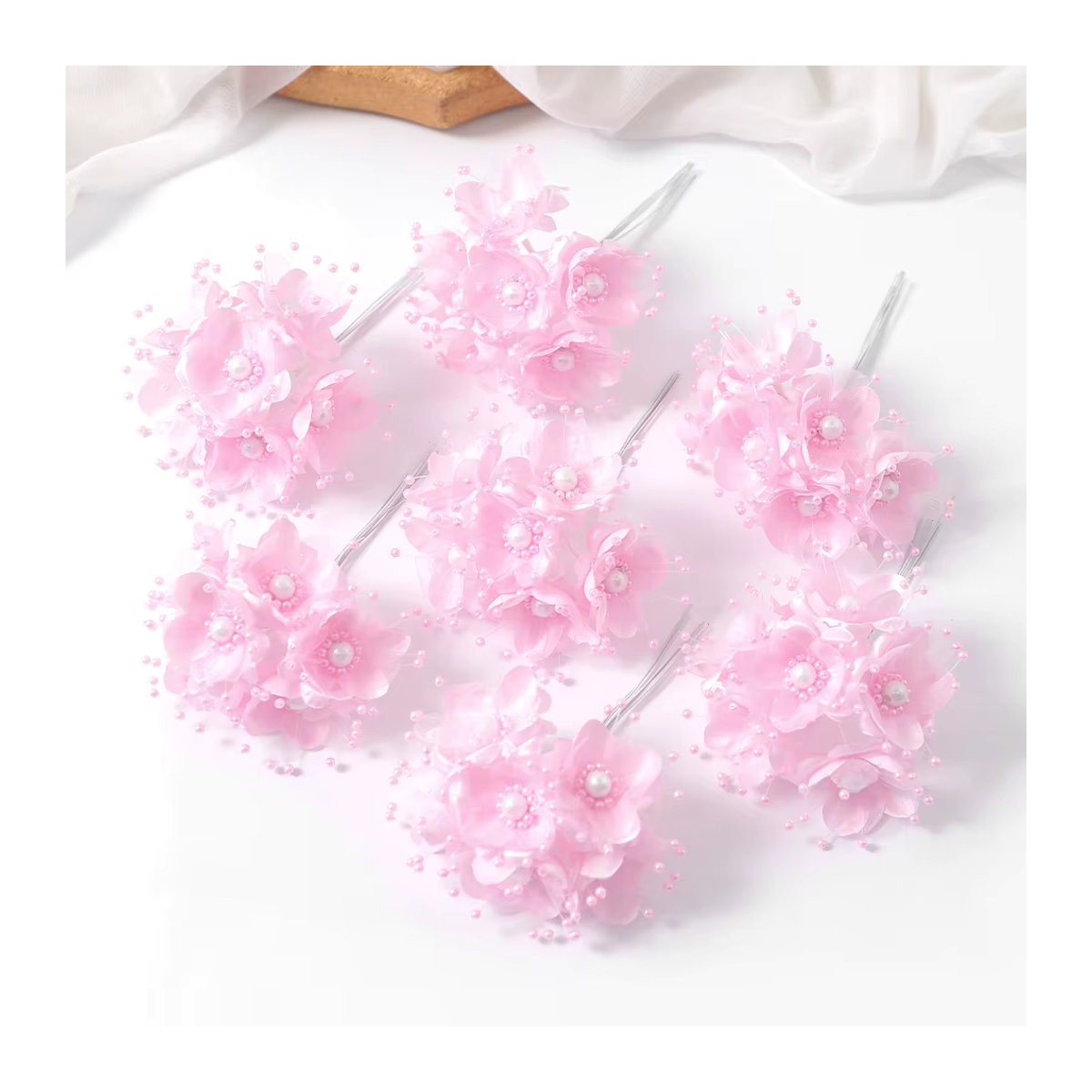 Handgemachtes Bouquet aus künstlichen Perlenblumen in Mehrfarbig für deine Hochzeits-, Party- und Wohnraumdekoration, Höhe: 12 cm - Bild 4