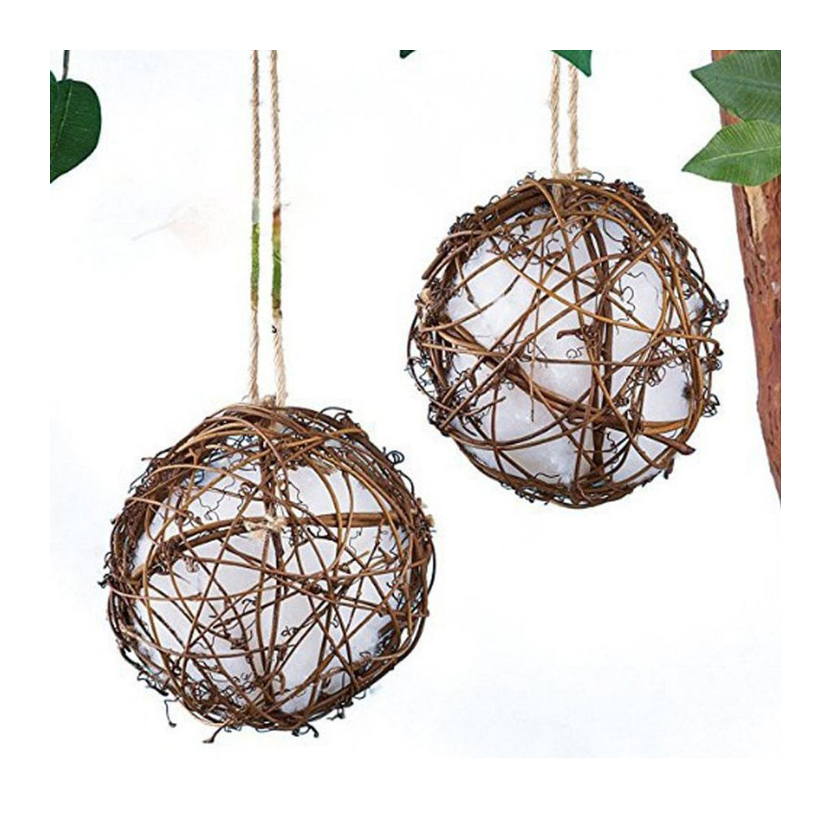 Handgemachtes Vogelhaus aus Rattan und Baumwolle in Braun im Landhausstil für Wildvögel von TOMTOP JMS - Bild 4