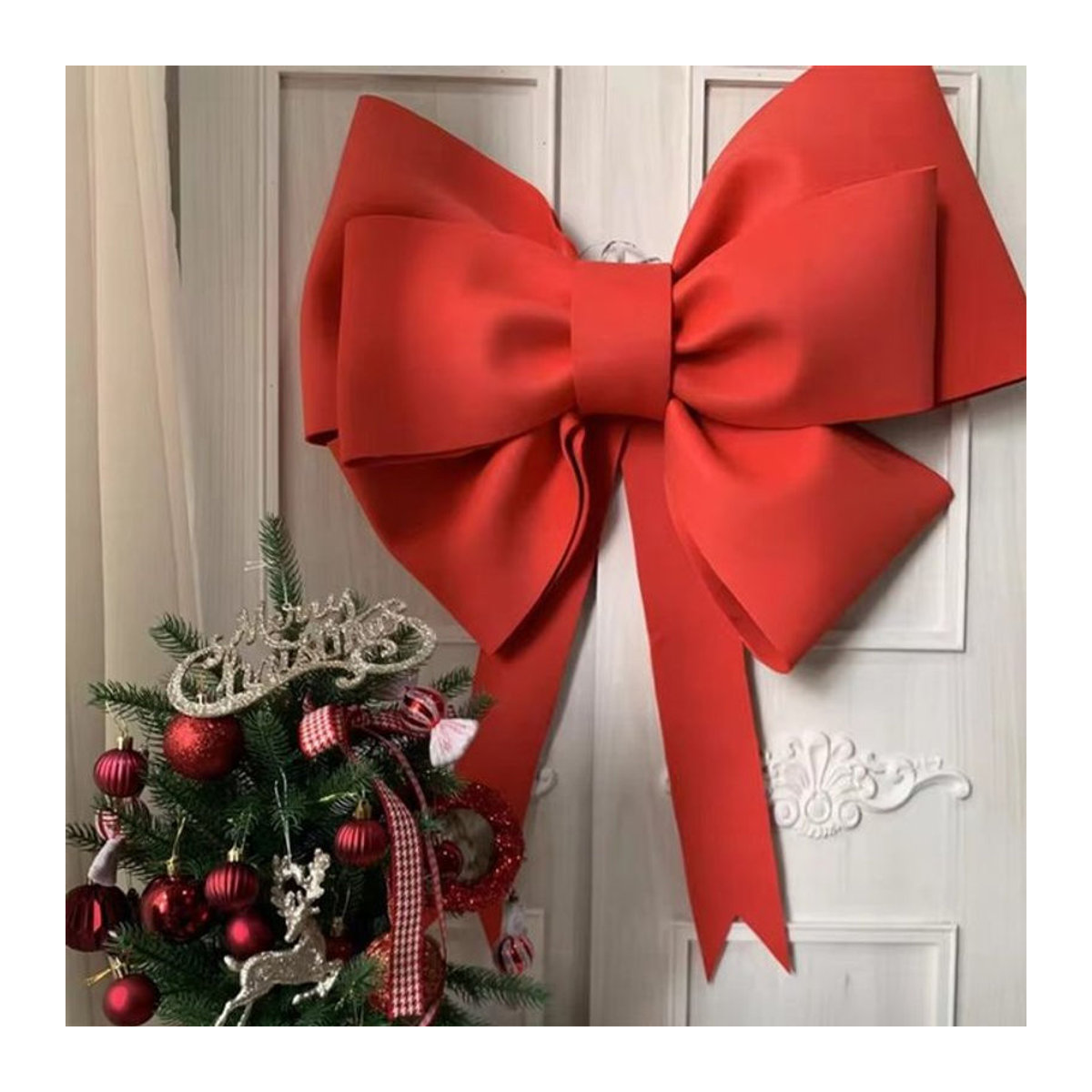 Handgemachtes Weihnachts-Bogen-Knoten-Kit in Rot aus Textil für DIY-Dekorationen und Party-Hintergründe - Bild 1