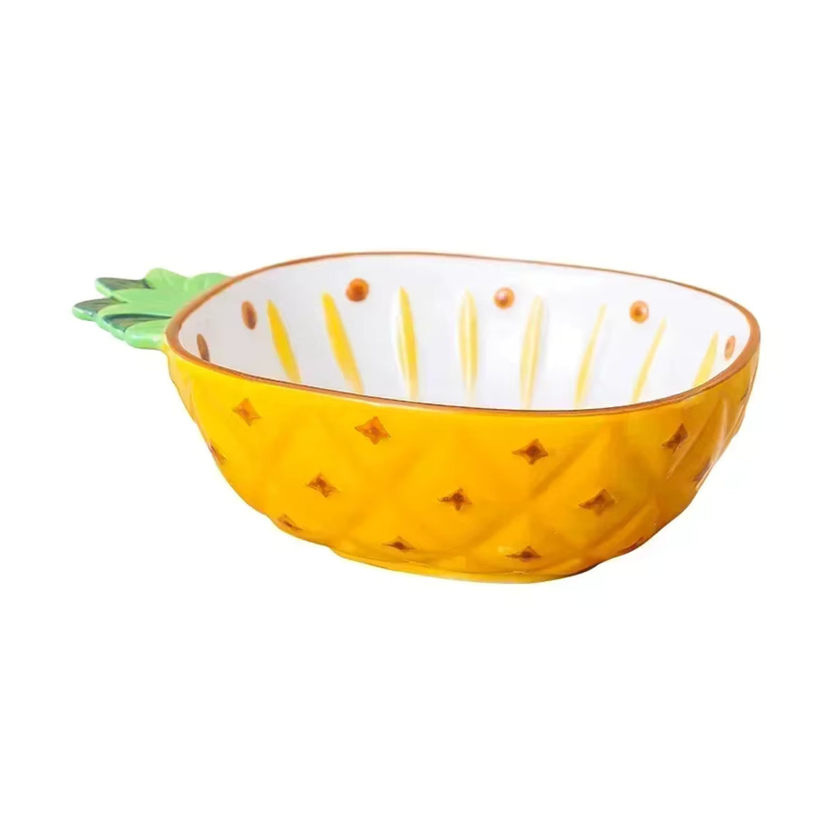 Handgemalte Keramikschale in kreativer Fruchtform als dekorative Obstschale für Ananas, Erdbeere oder Zitrone, mehrfarbig und rot - Bild 4