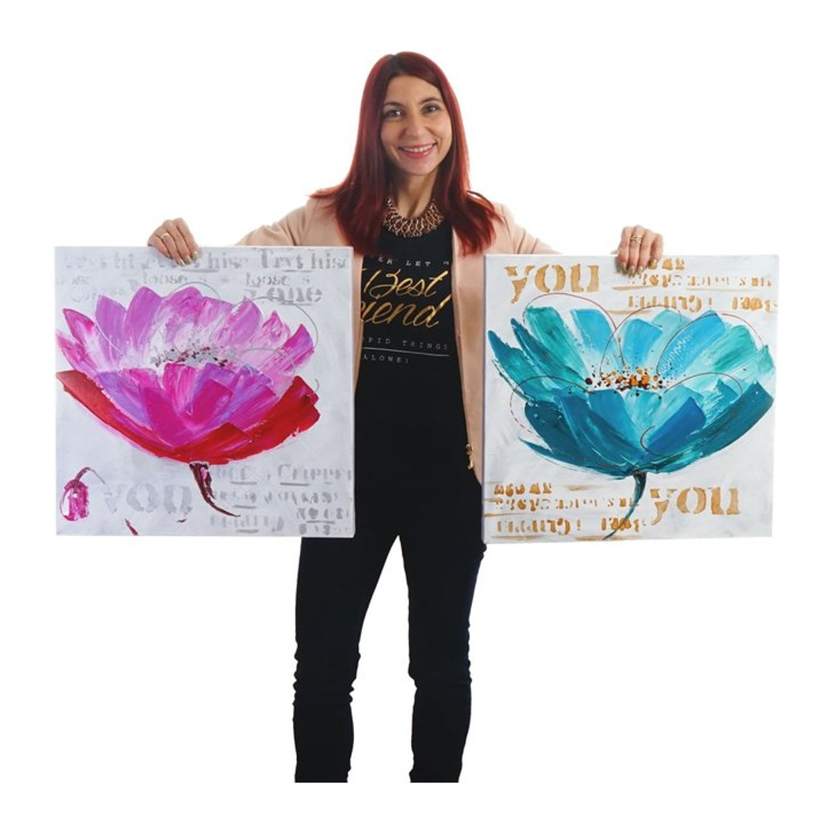 Handgemaltes Ölgemälde Orchidee als Wandbild im Querformat, B: 100 cm, H: 50 cm - Bild 1