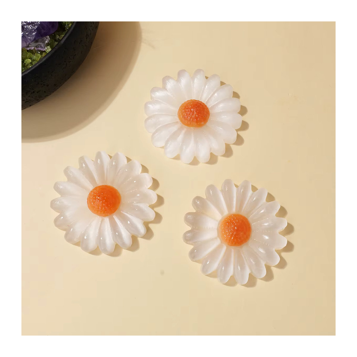 Handgeschnitzte Sonnenblume aus natürlichem weißem Selenit-Kristall als dekoratives Kunsthandwerk für deinen Schreibtisch - Bild 5