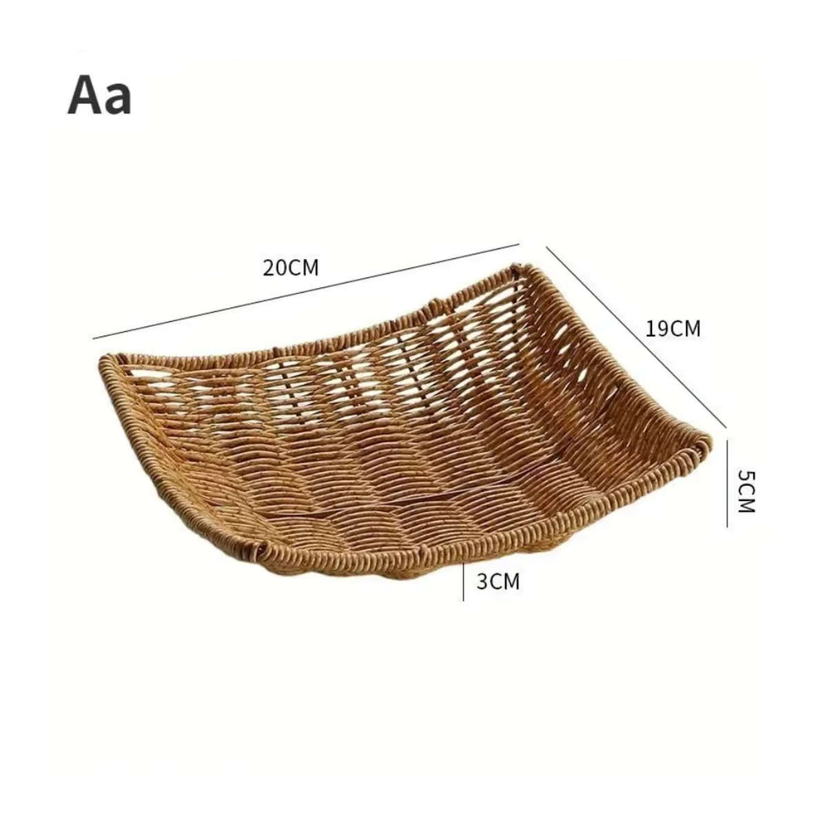 Handgewebter Rattan-Aufbewahrungskorb in Braun, quadratisches Weidentablett im rustikalen Design für Brot, Obst oder Kleinigkeiten - Bild 6