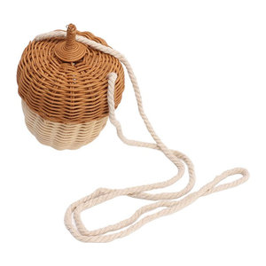 Handgewebter Rattan Aufbewahrungskorb in Eichelform von TOPINCN, dekorative mehrfarbige Körbe im Bohemian-Stil für Dekoration und Fotografie-Requisiten