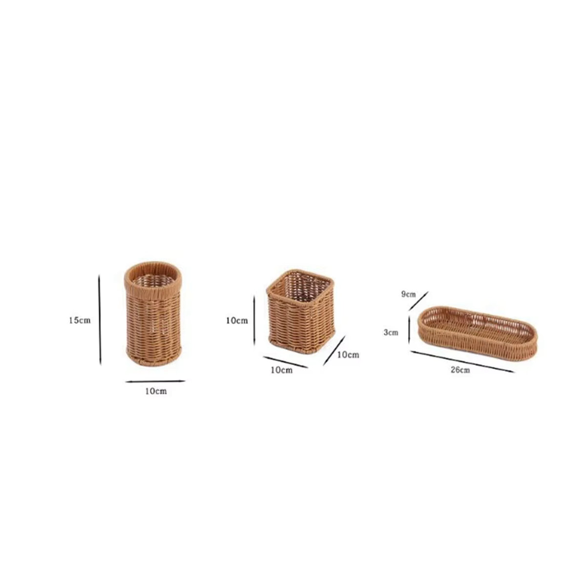 Handgewebter Rattan Servierkorb in Braun als rustikaler Besteckhalter für Essstäbchen, Gabeln und Löffel - Bild 6