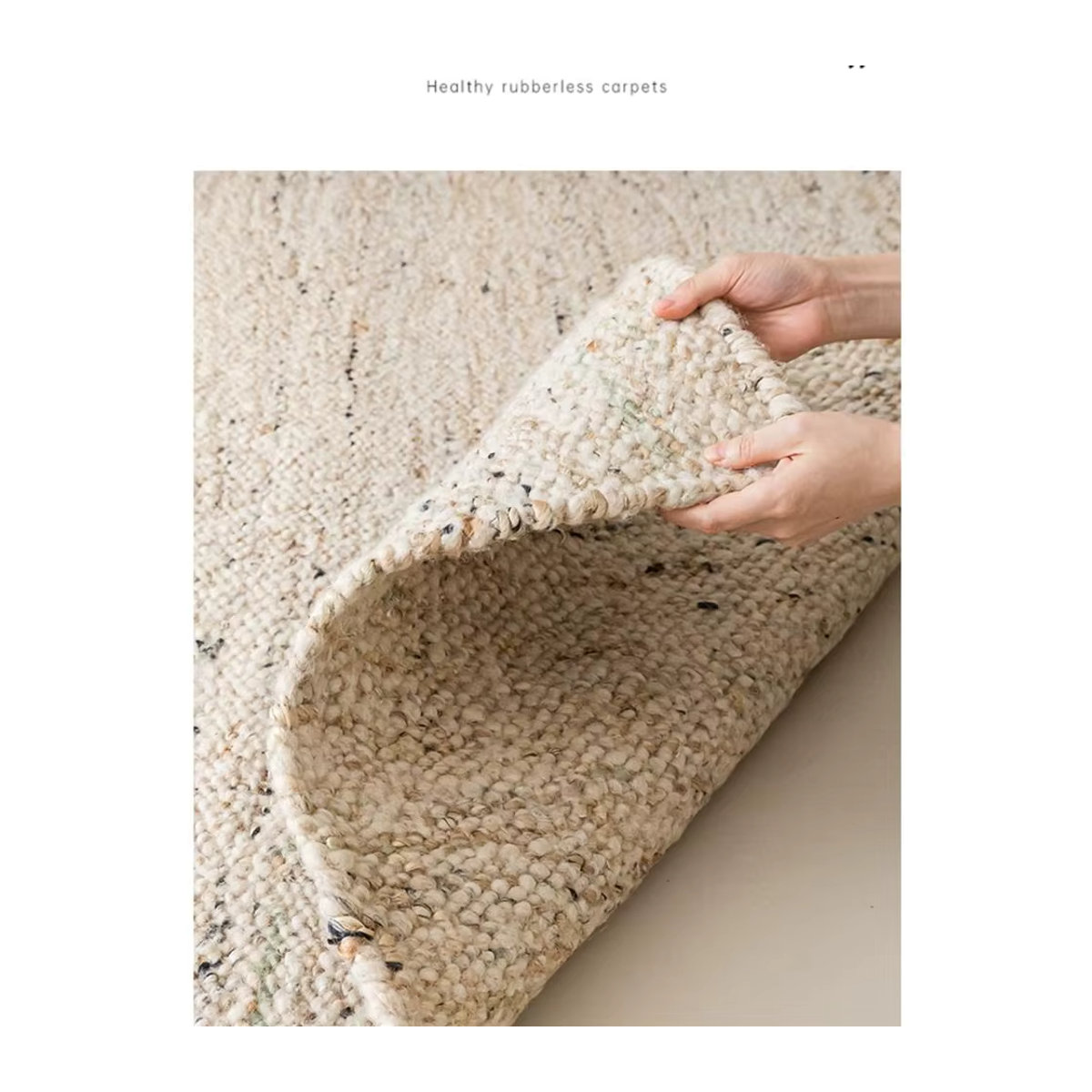 Handgewebter Teppich aus Wolle und Jute von LTSCILOVCH in Beige im Wabi-Sabi-Stil - Bild 4
