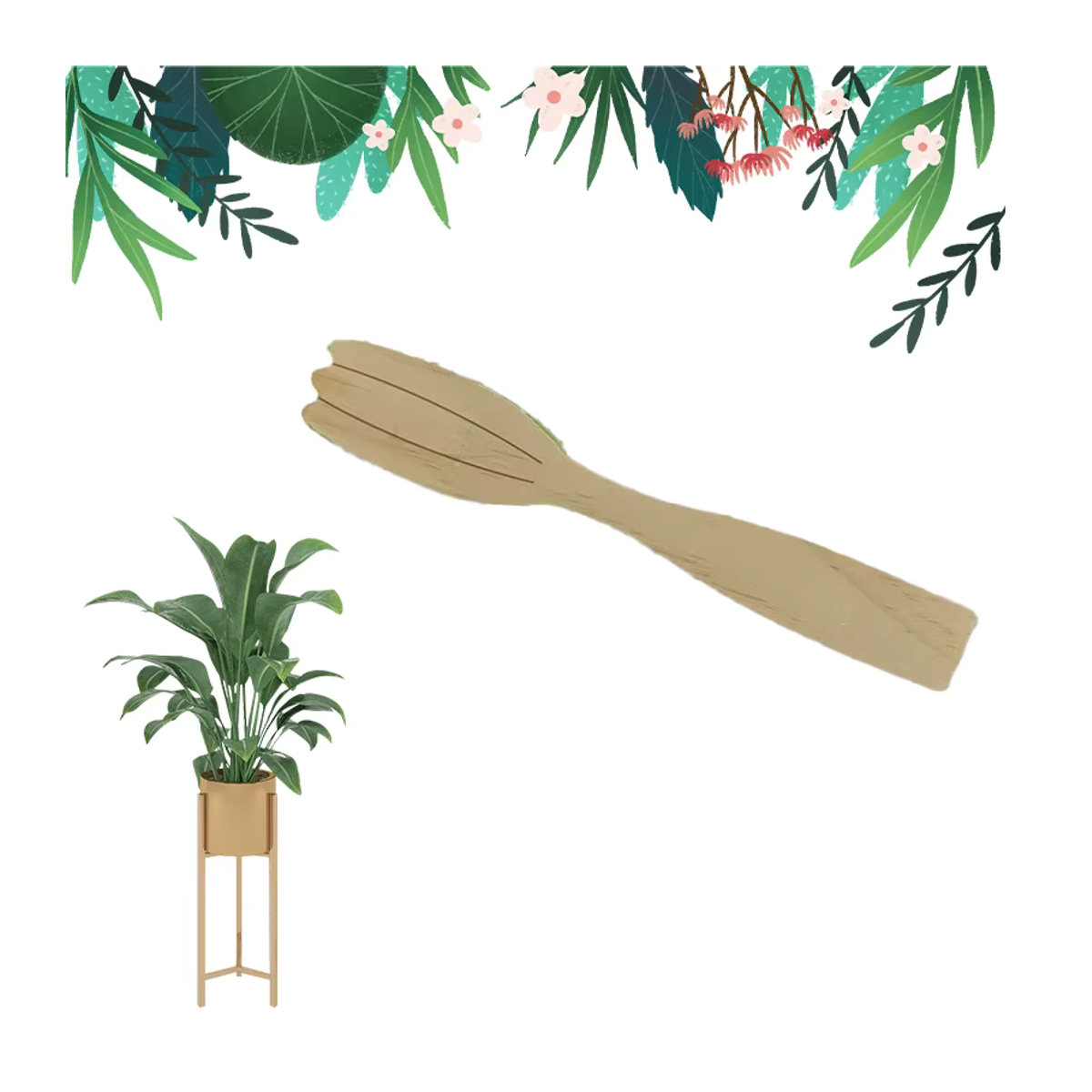 Handheld Blatt-Reinigungstange aus Holz in Grün für die Pflanzenpflege und Gartenarbeit - Bild 2