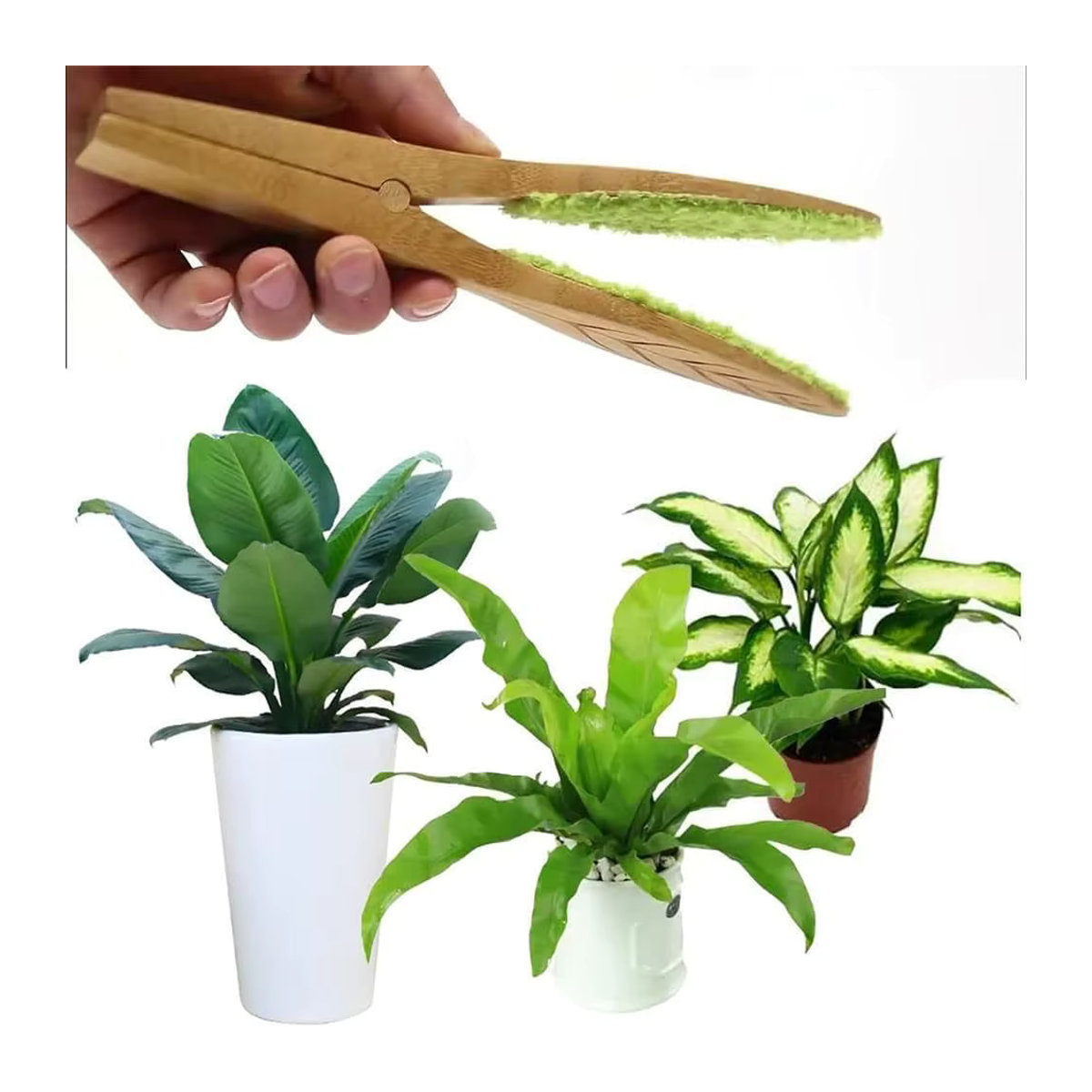Handheld Blatt-Reinigungstange aus Holz in Grün für die Pflanzenpflege und Gartenarbeit - Bild 4