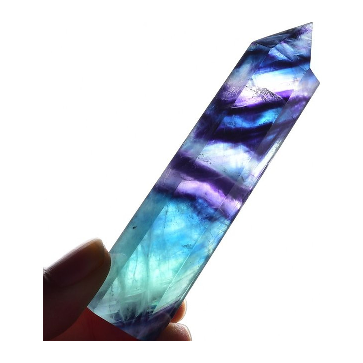 Handpolierter Worry Stone aus natürlichem mehrfarbigem Fluorit in geometrischer Form - Bild 1