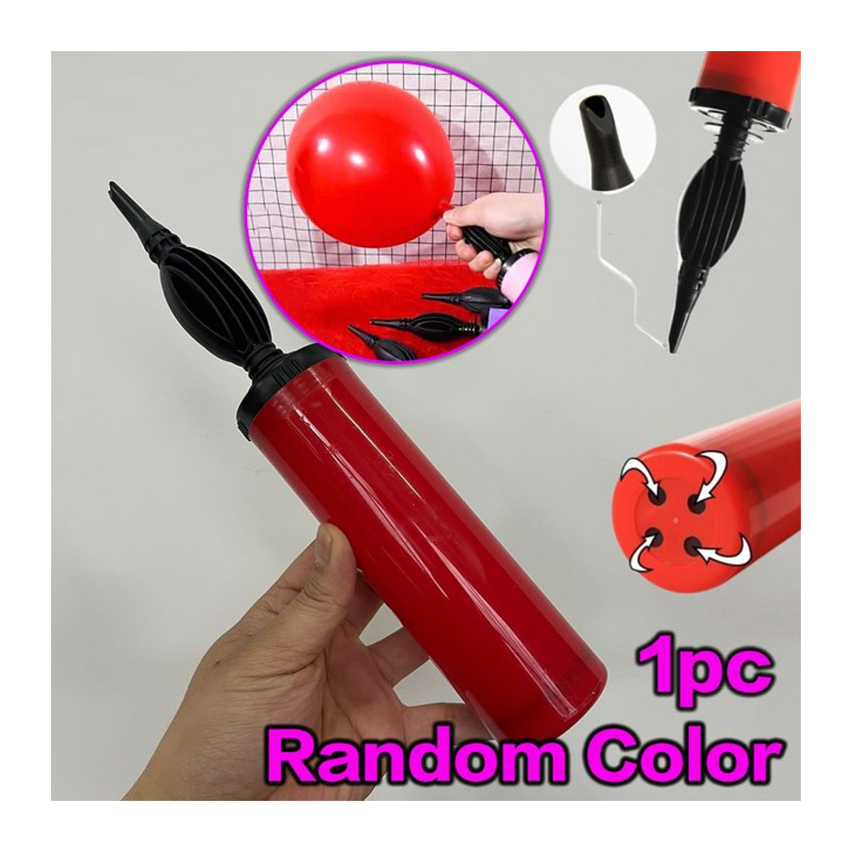 Handschub-Ballonpumpe tragbare Luftpumpe in Bunt - Bild 1
