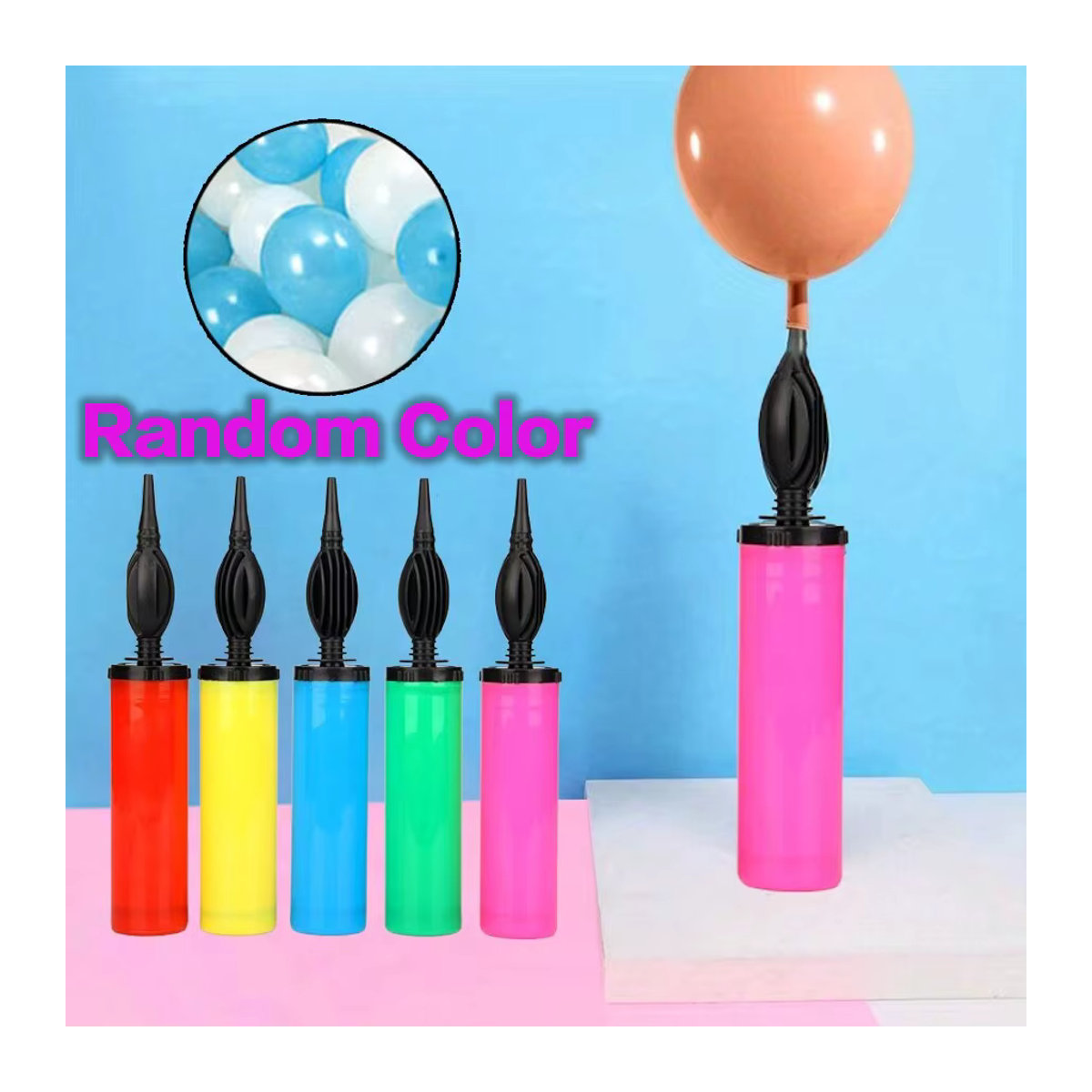 Handschub-Ballonpumpe tragbare Luftpumpe in Bunt - Bild 2