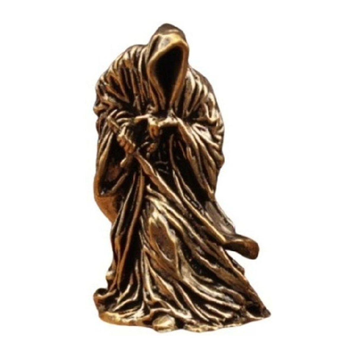 Handwerkliche Sammlerfigur in Bronze-Optik mit schwarzem Leder und Messing-Details im Vintage-Stil - Bild 1