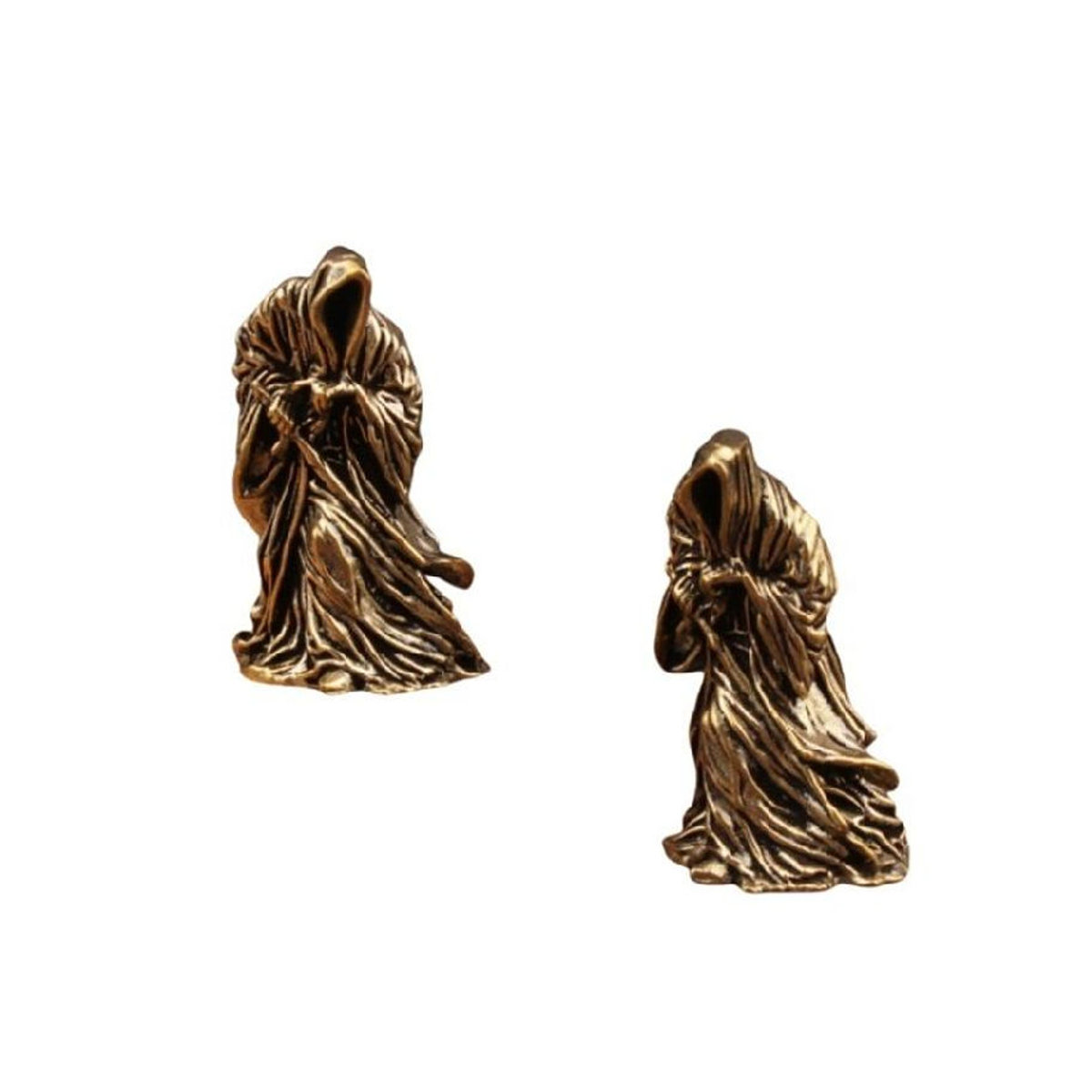 Handwerkliche Sammlerfigur in Bronze-Optik mit schwarzem Leder und Messing-Details im Vintage-Stil - Bild 5