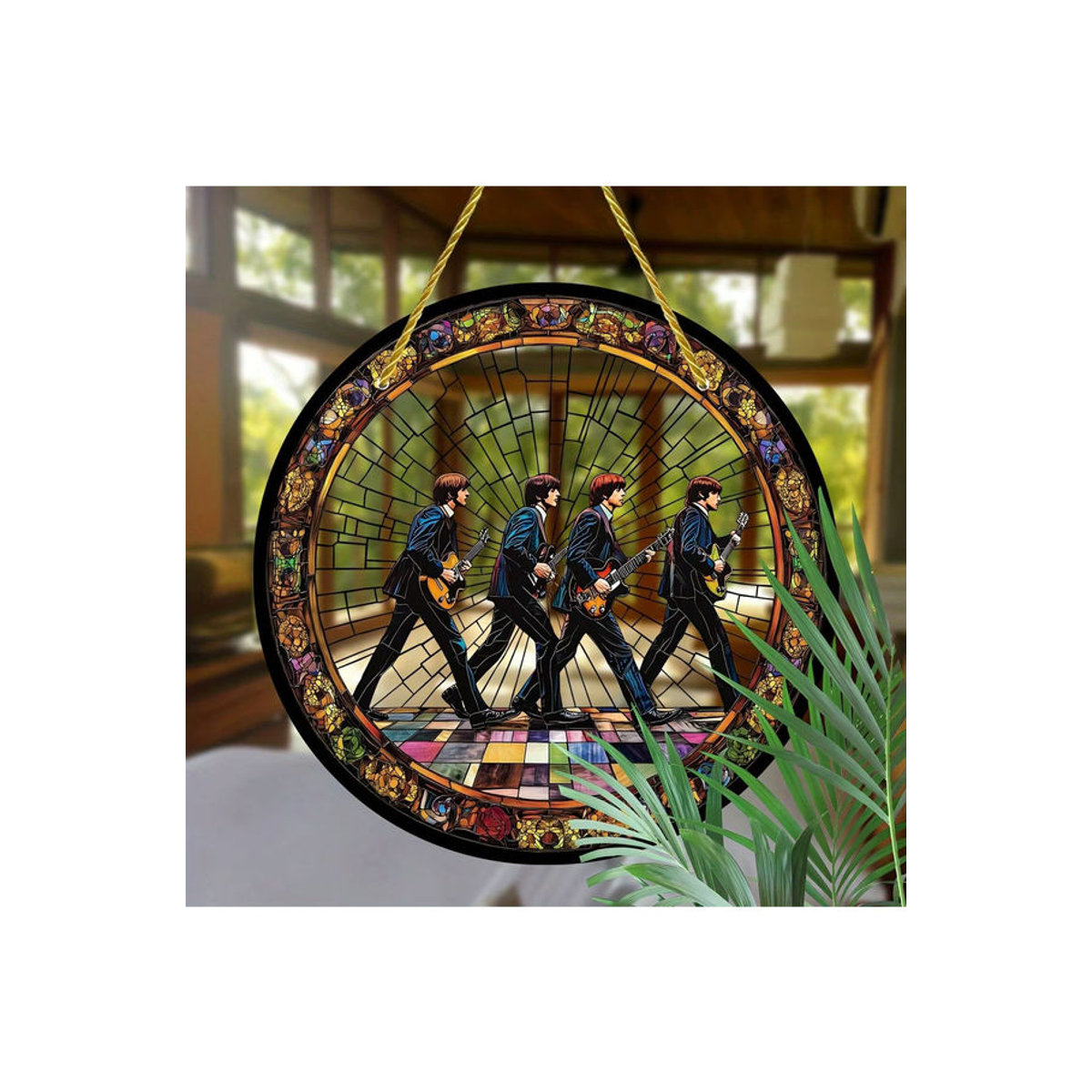 Hängende Fensterdekoration aus Glas mit Musiklegende in Vintage-Optik, mehrfarbig, rund - Bild 7