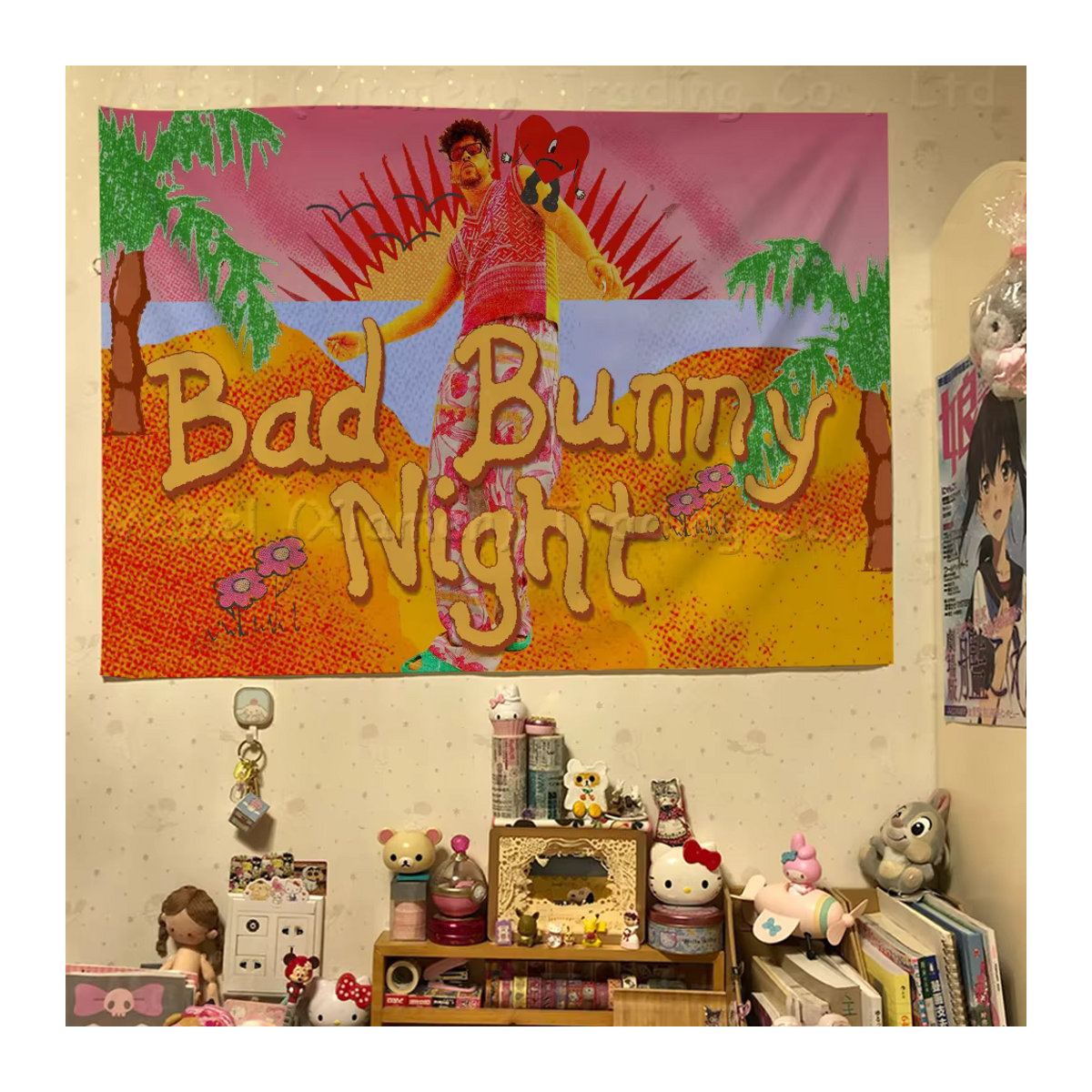 Hängende Flagge Yo Perreo Sola Bad Bunny Maluma mit kreativem Muster aus Polyester, mehrfarbig - Bild 3