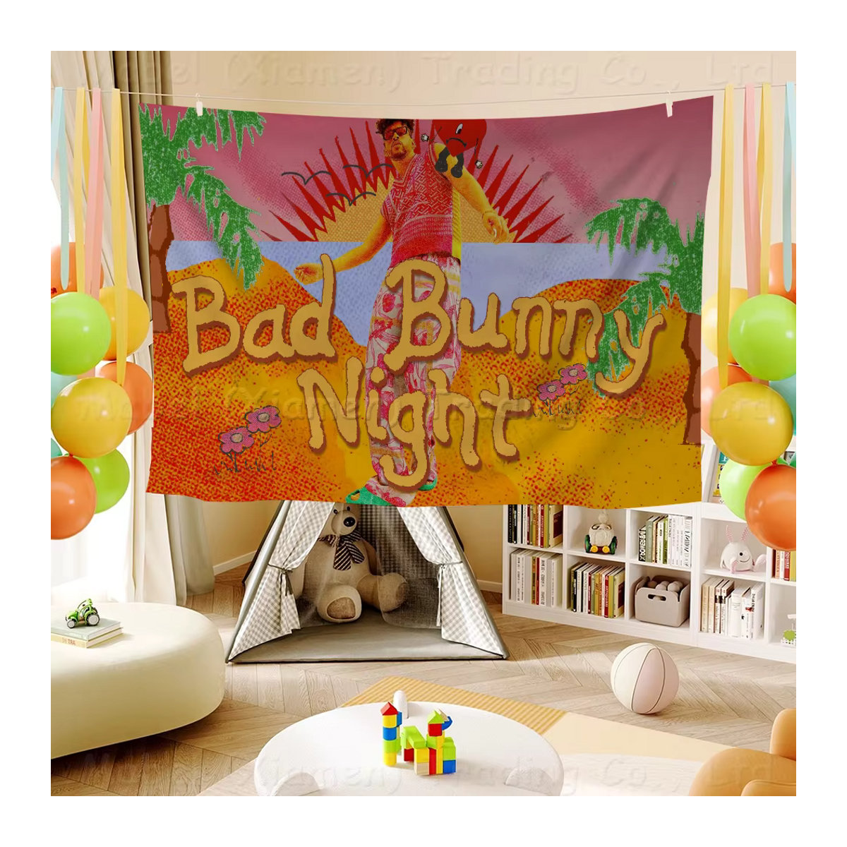 Hängende Flagge Yo Perreo Sola Bad Bunny Maluma mit kreativem Muster aus Polyester, mehrfarbig - Bild 4