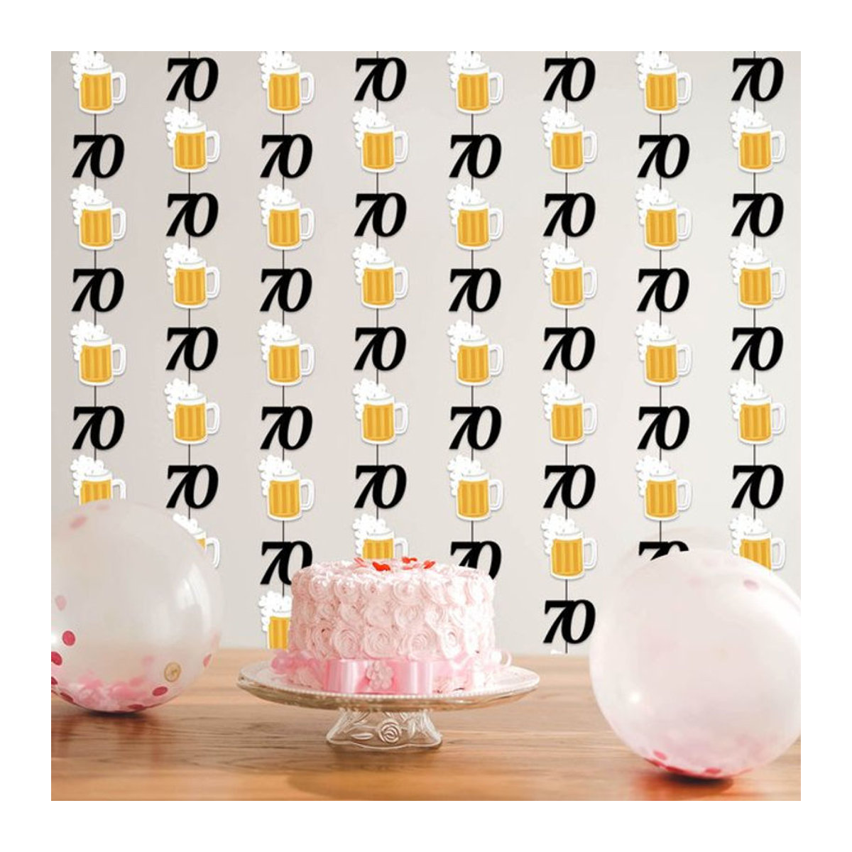 Hängende Geburtstag Girlande aus Papier in Schwarz und Gold mit Buchstaben als Party Dekoration für Erwachsene - Bild 1