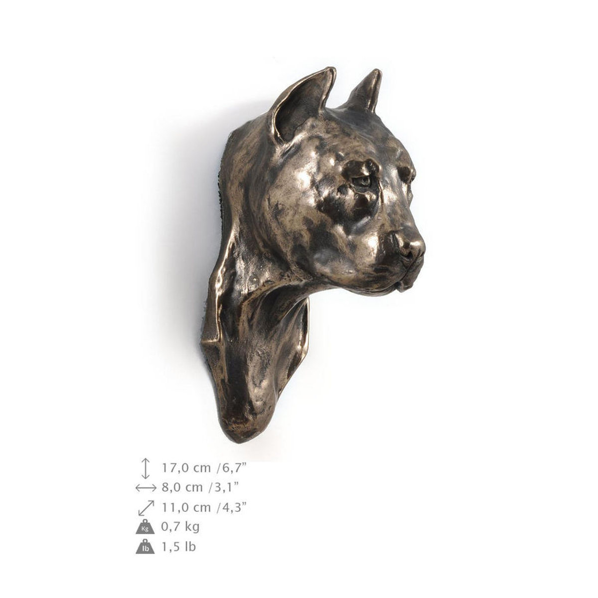 Hängende Hundestatue American Staffordshire Terrier Amstaff III von Art-Dog in Braun aus Kunstharz und Metall - Bild 4