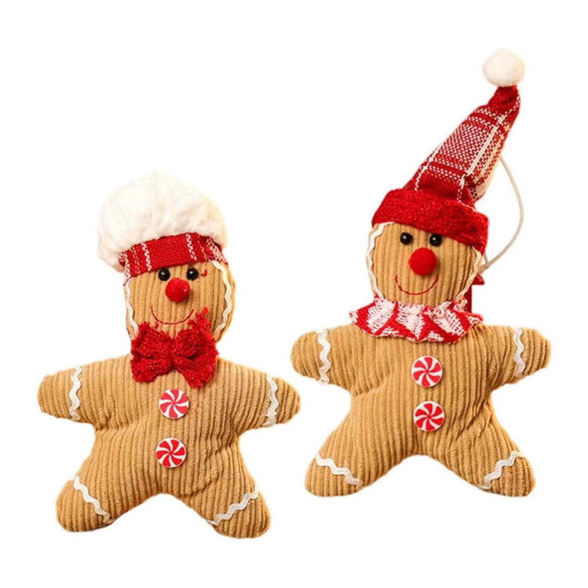 Hängende Weihnachtsdekoration Lebkuchenmann als Stoff-Anhänger in Rot und Mehrfarbig - Bild 2