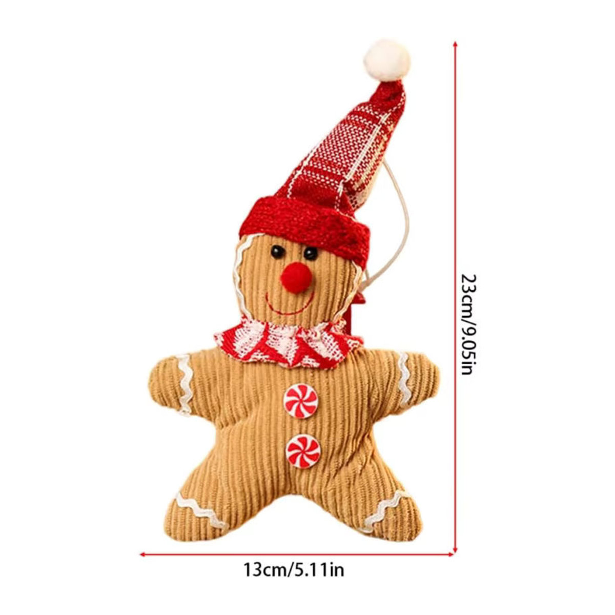 Hängende Weihnachtsdekoration Lebkuchenmann als Stoff-Anhänger in Rot und Mehrfarbig - Bild 3