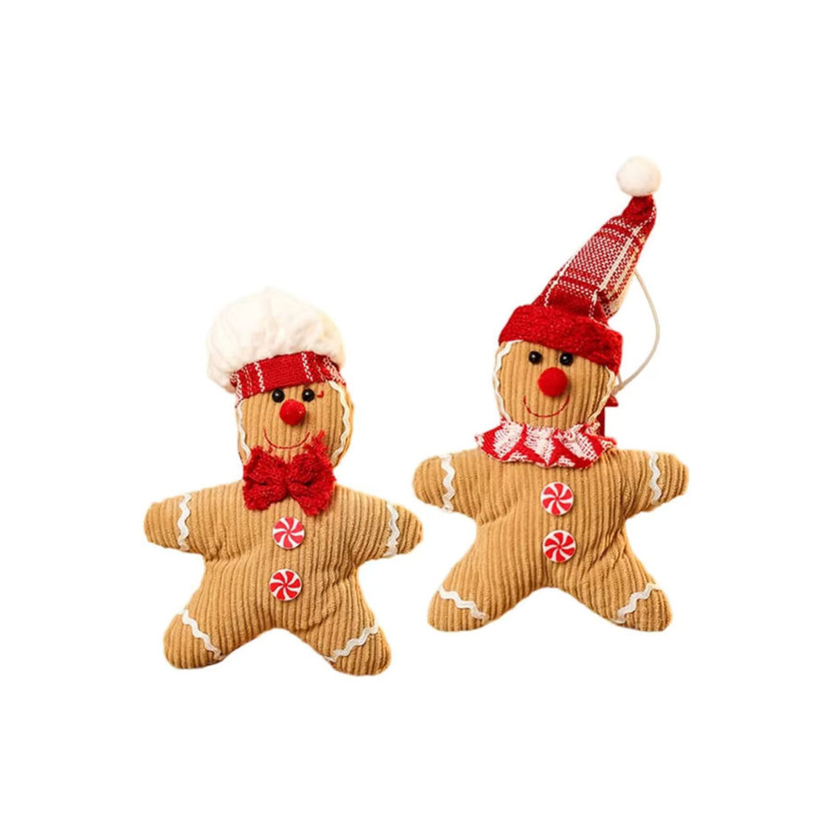 Hängende Weihnachtsdekoration Lebkuchenmann als Stoff-Anhänger in Rot und Mehrfarbig - Bild 7