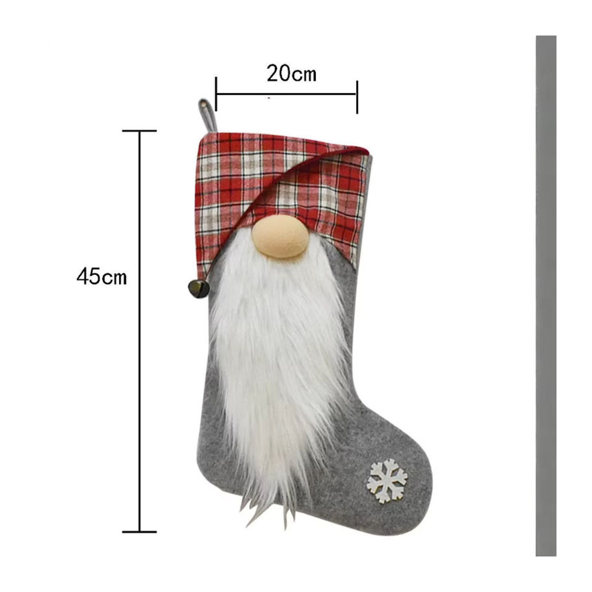 Hängende Weihnachtsdekoration mit gesichtsloser Puppe in Rot und Mehrfarbig aus Textil mit kariertem Design - Bild 3