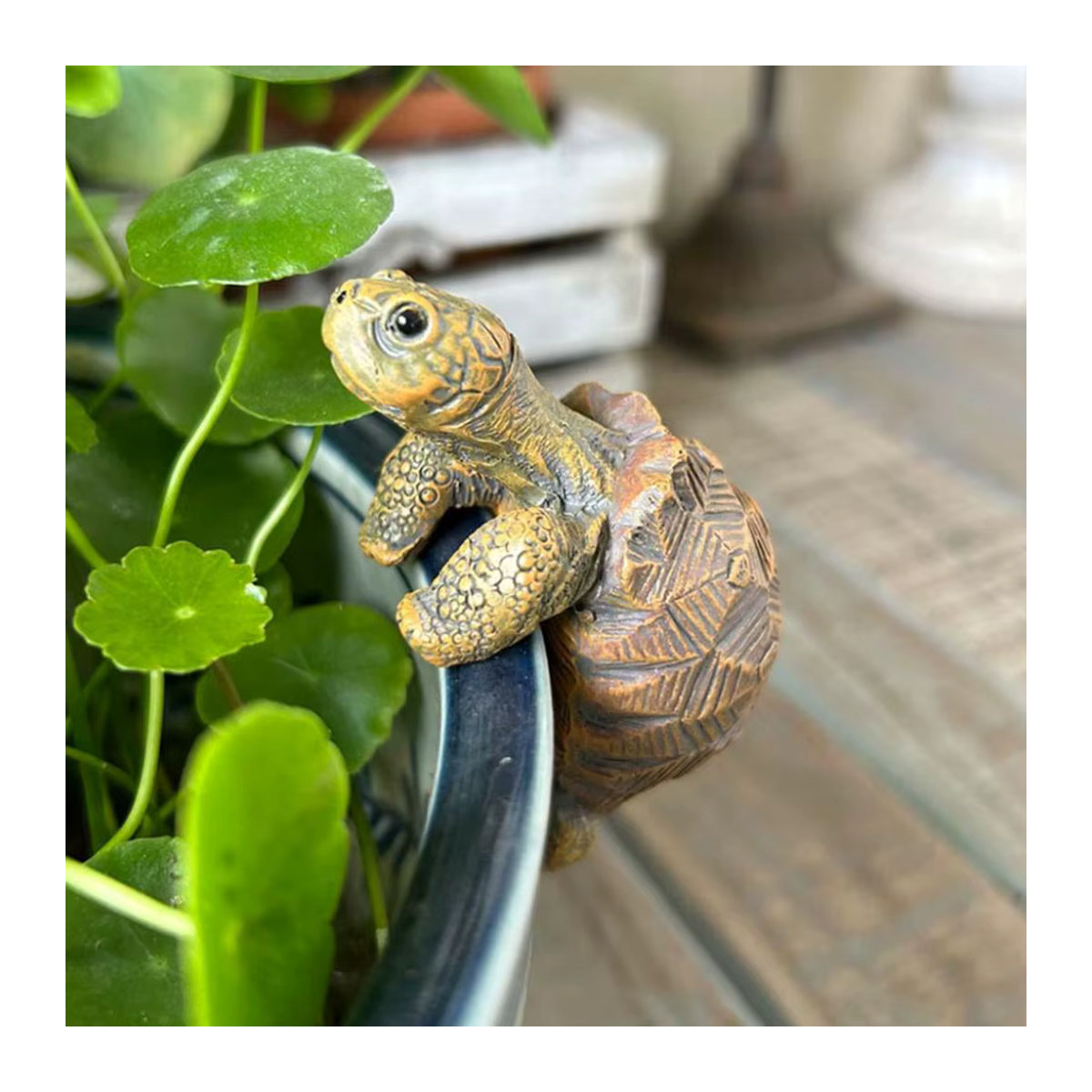 Hängender Blumentopf-Aufhänger mit Schildkrötenfigur aus Kunstharz in Braun - Bild 4