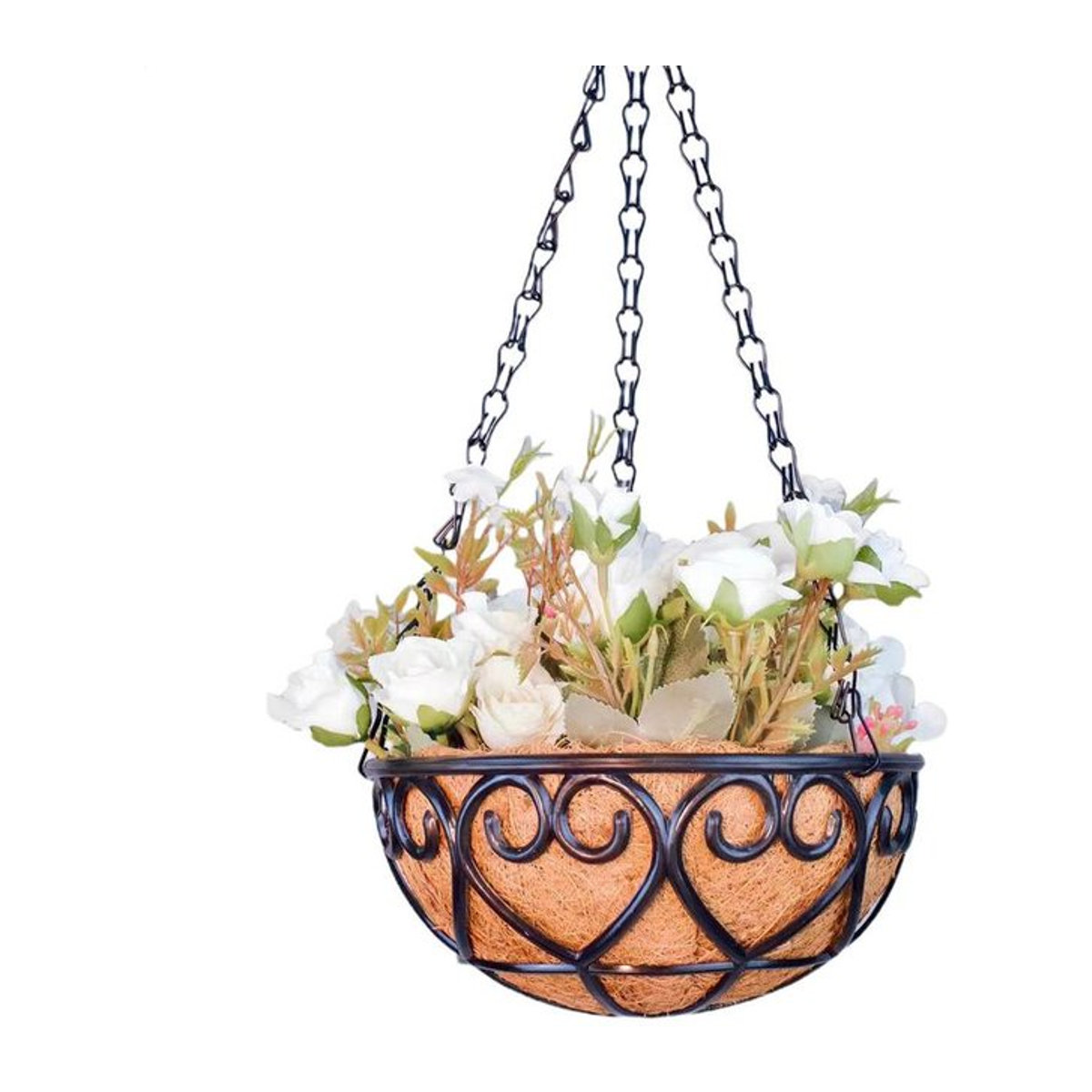 Hängender Blumentopf aus Metall in Braun mit Schnur für Innen und Außen, B/T/H: 20,32 x 20,32 x 20,32 cm - Bild 1