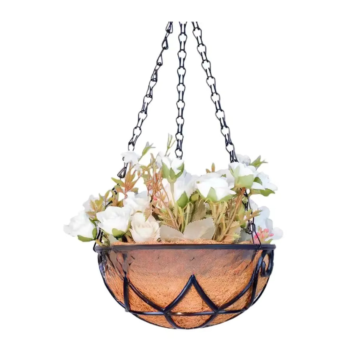 Hängender Blumentopf aus Metall in Braun mit Schnur für Innen und Außen, B/T/H: 20,32 x 20,32 x 20,32 cm - Bild 7