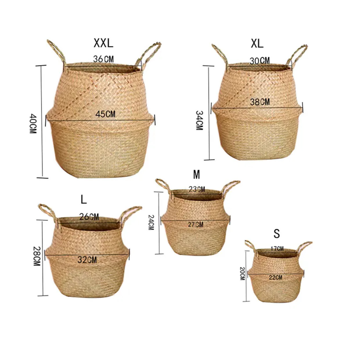 Hängender Blumentopf-Organizer aus Seegras und Rattan von ACRDDK in Beige im Bohemian-Stil - Bild 5