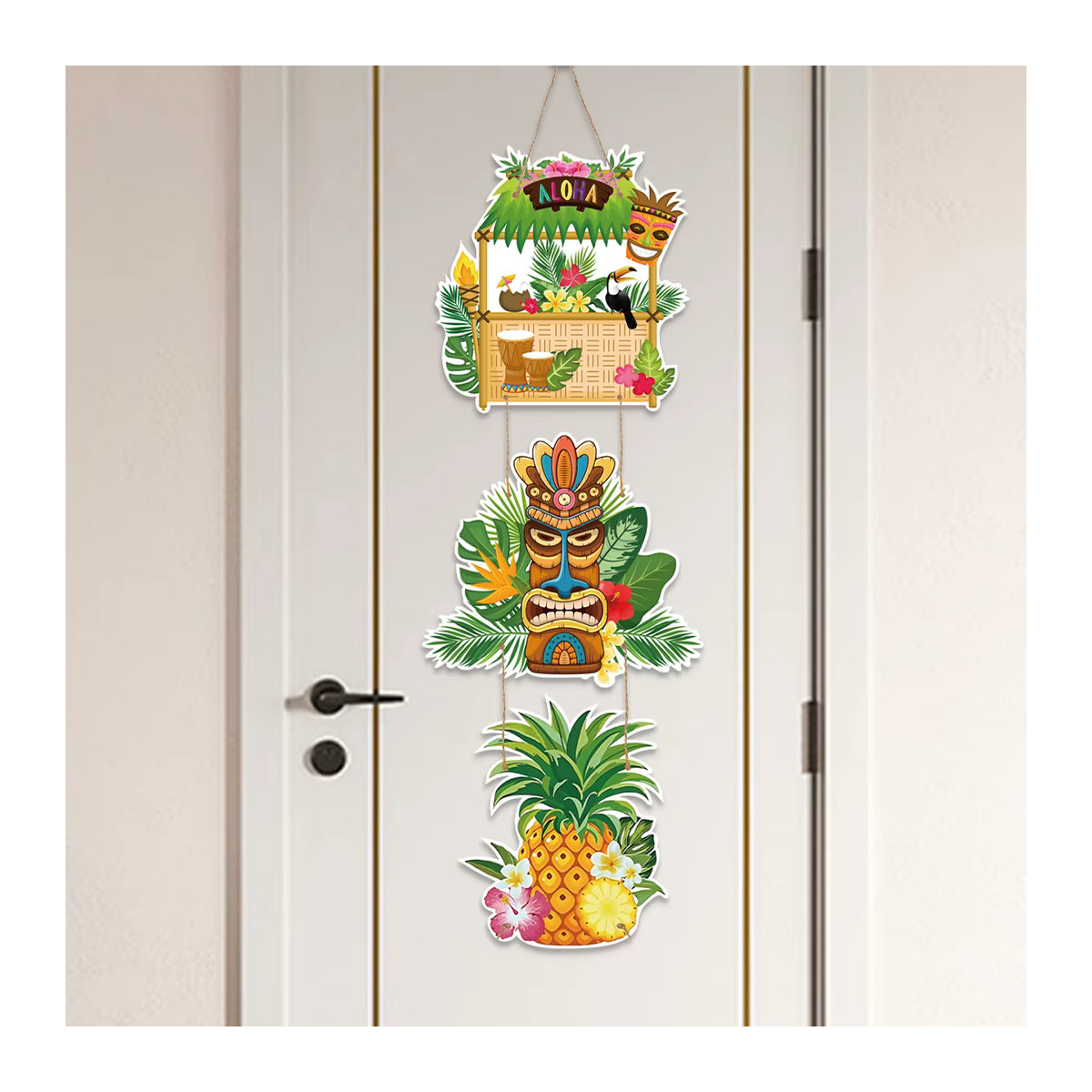 Hängender Papier-Türanhänger für deine Hawaiianische Party mit floralem Design und Blumenmuster in Mehrfarbig - Bild 2