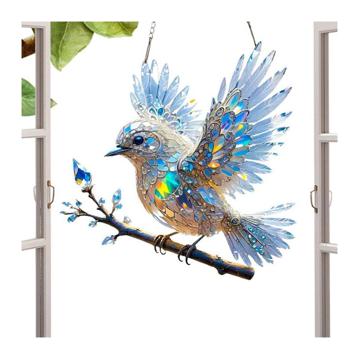 Hängender Sonnenfänger aus Acryl in Blau und Mehrfarbig mit Bluebird-Motiv zur Dekoration von Fenstern und Wohnzimmern - Bild 1