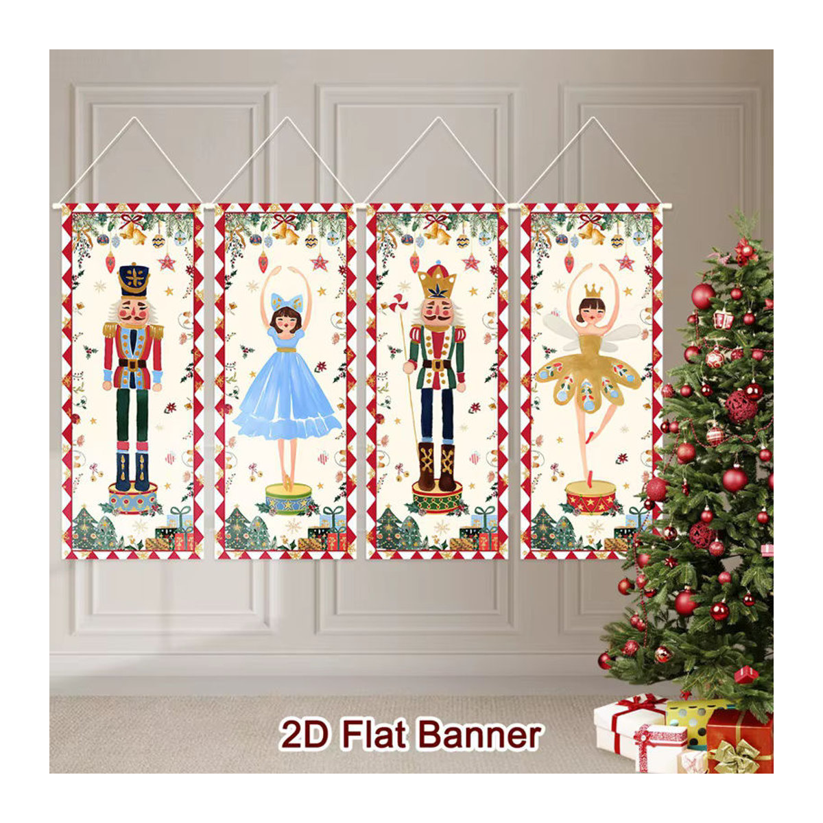 Hängendes Nussknacker Weihnachtsornament aus Textil in Mehrfarbig - Bild 2
