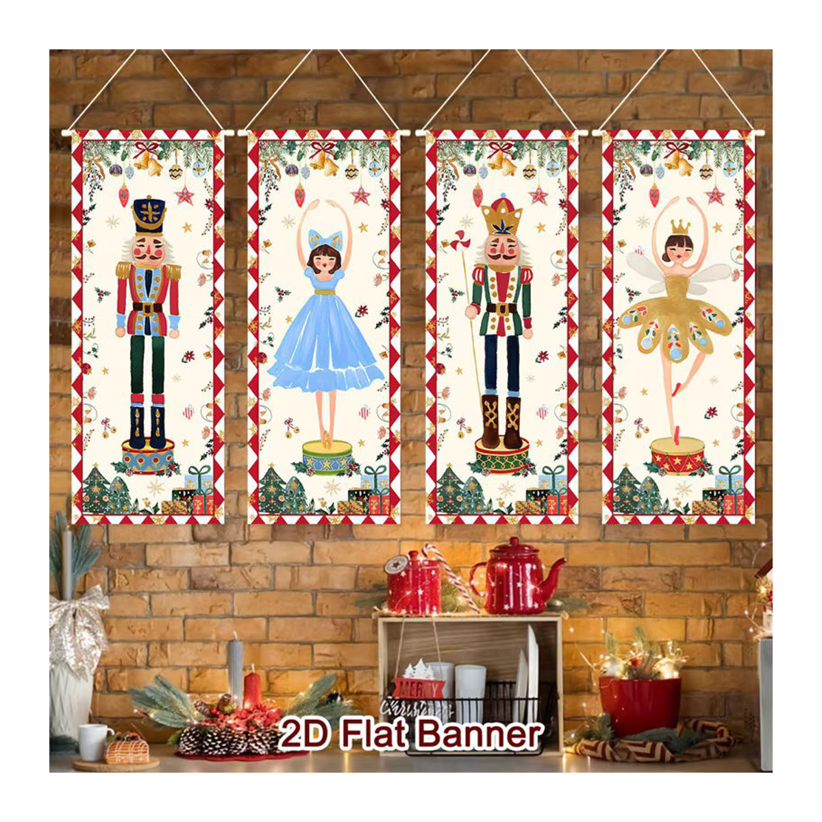 Hängendes Nussknacker Weihnachtsornament aus Textil in Mehrfarbig - Bild 3