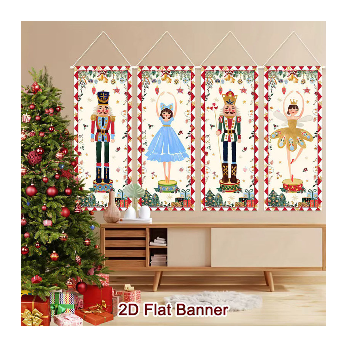 Hängendes Nussknacker Weihnachtsornament aus Textil in Mehrfarbig - Bild 4