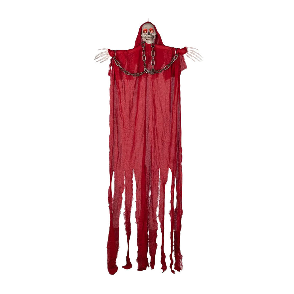 Hängendes Sensenmann-Skelett als wasserdichte Halloween-Dekoration mit Leuchteffekt in Rot - Bild 2
