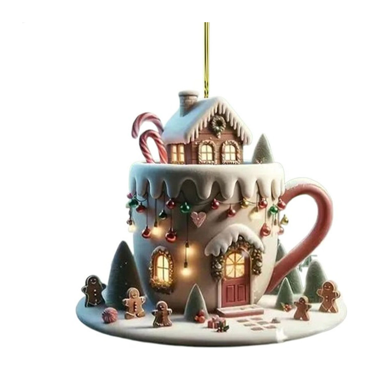 Hängeornament in Kaffeetassen-Optik als Weihnachtsbaumschmuck aus Kunststoff, mehrfarbig - Bild 1