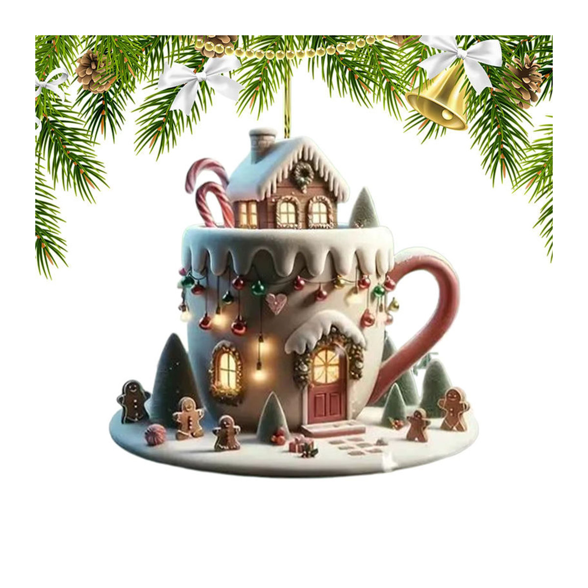 Hängeornament in Kaffeetassen-Optik als Weihnachtsbaumschmuck aus Kunststoff, mehrfarbig - Bild 2