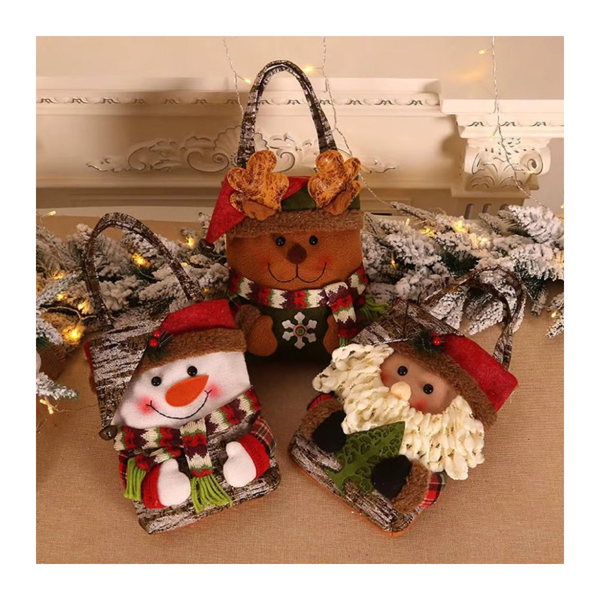Hängeornamente aus Stoff für Weihnachten und Neujahr mit Motiv Weihnachtsmann und Schneemann in mehrfarbigem Design - Bild 3