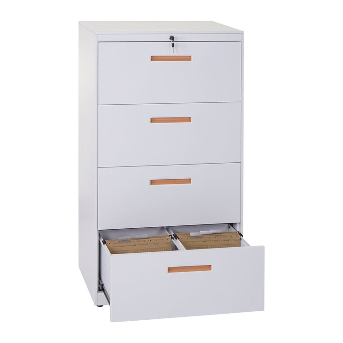 Hängeregisterschrank MCW MCW-A10 Aktenschrank aus Metall in Weiß, abschließbarer Büroschrank mit Auszügen, B/H/T: 132 x 76 x 46 cm - Bild 1