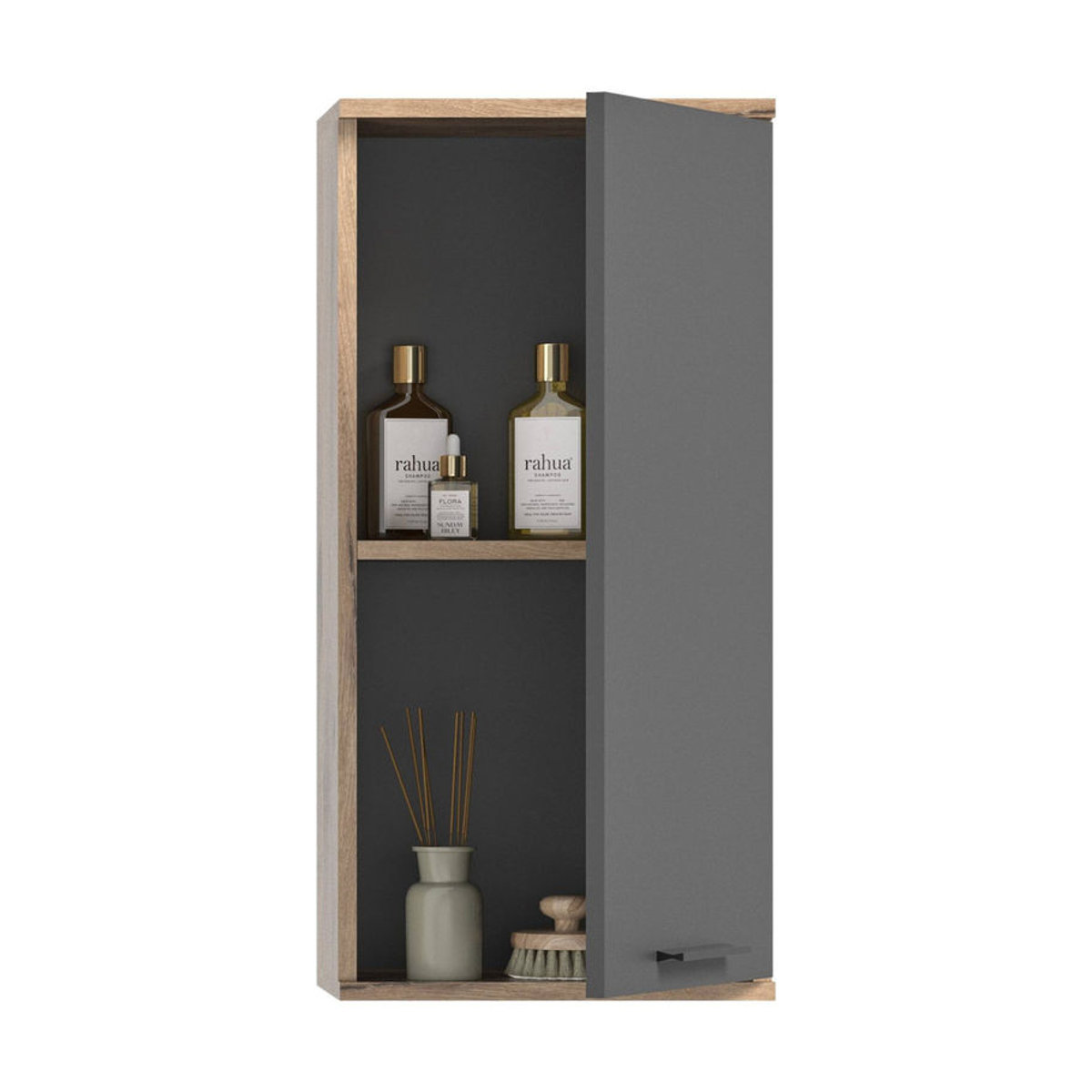 Hängeschrank Mason von xonox.home in Anthrazit und Braun, Modernes Design mit Drehtüren, B/H/T: 37 x 77 x 24 cm - Bild 1