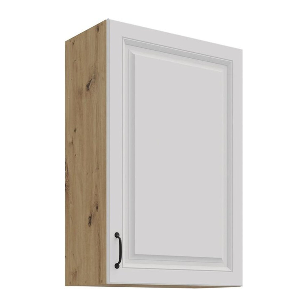 Hängeschrank Stilo Landhaus Weiß Eiche Natur mit Drehtüren, Breite: 60 cm, Höhe: 90 cm - Bild 1