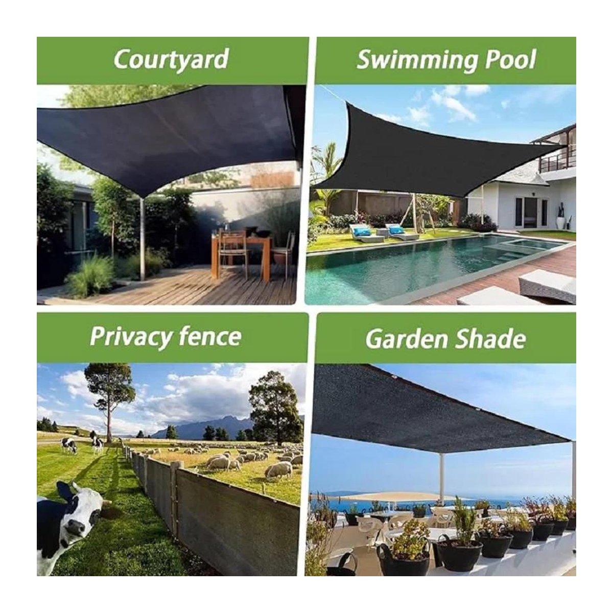 HAOHX77 Sonnenschutznetz Schwarz als Schattentuch mit Ösen für Pergola, Gewächshaus und Terrassenüberdachung B: 6 m, T: 4 m - Bild 6