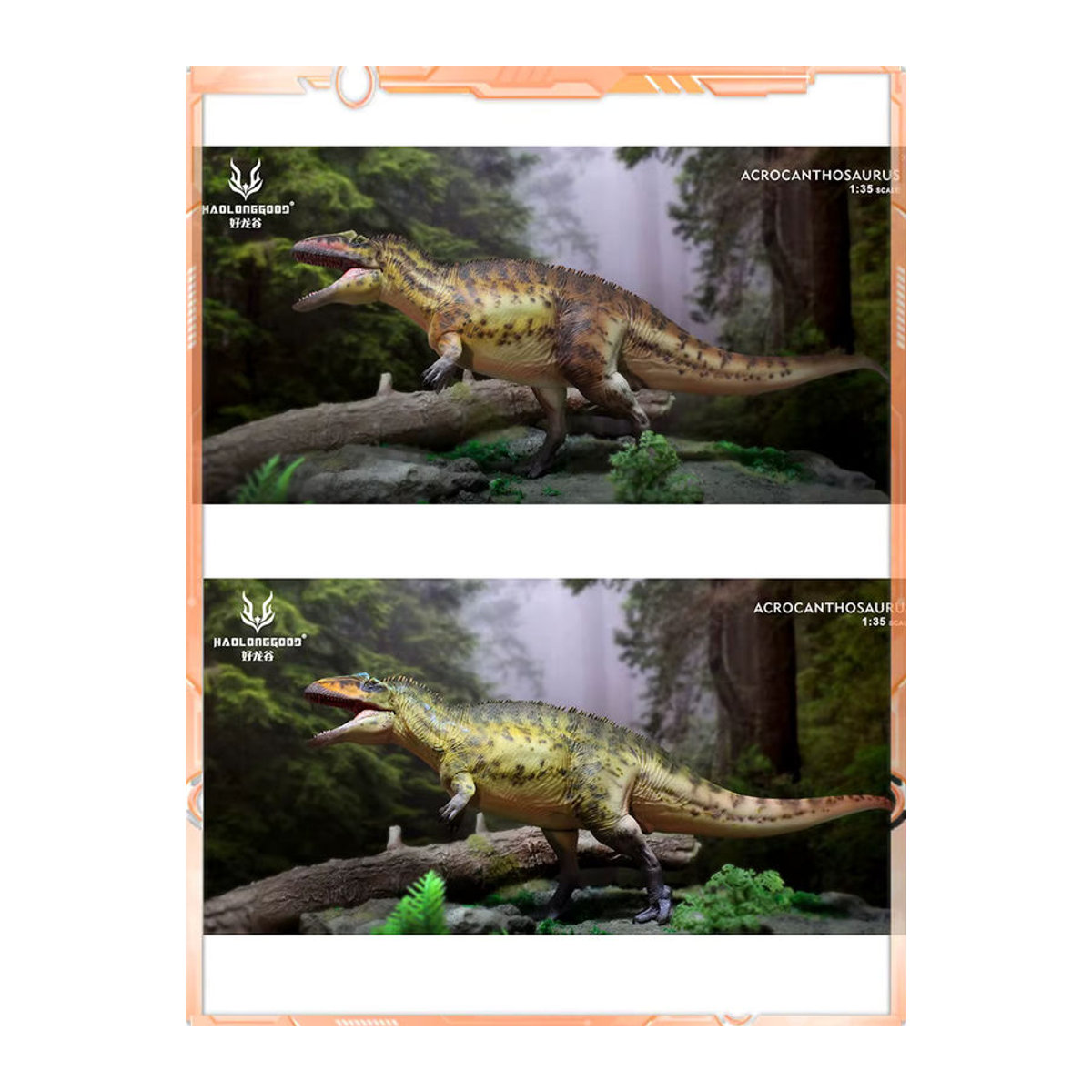 HaoLongGood Acrocanthosaurus Dinosaurier Modell Figur im Maßstab 1/35, braunes PVC Ornament Spielzeug für Sammler - Bild 6